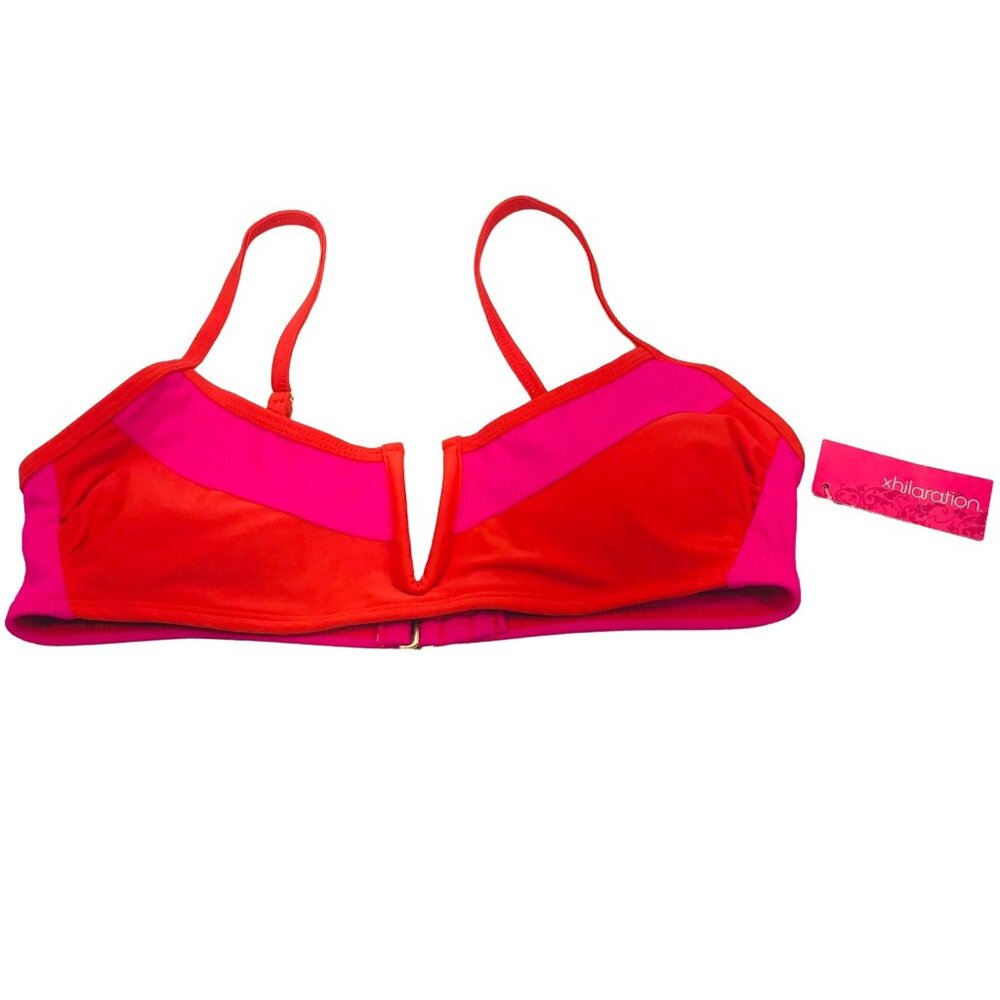 Xhilaration Women's Size Large 8-10 Removable Pads V Front Bikini Swim Top New